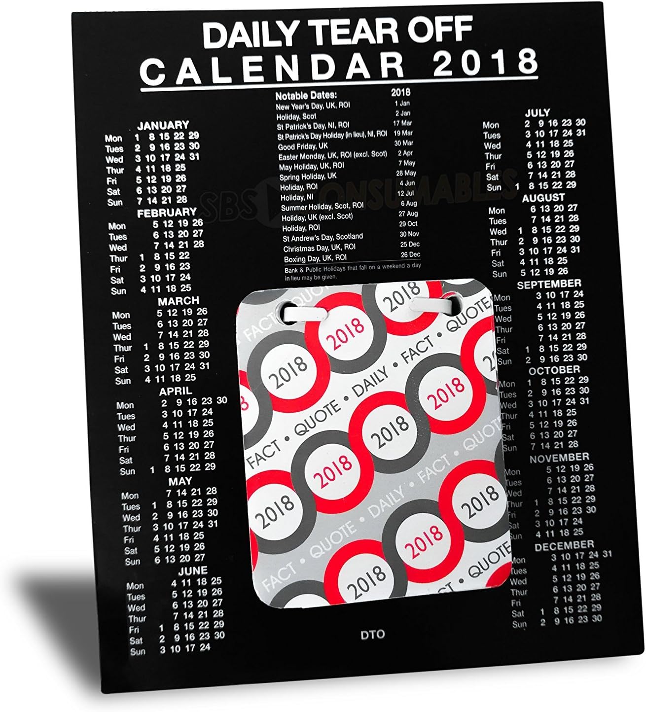 2018 Daily Tear Off Desktop Freestanding Day Per Page Block Calendar With Quotes