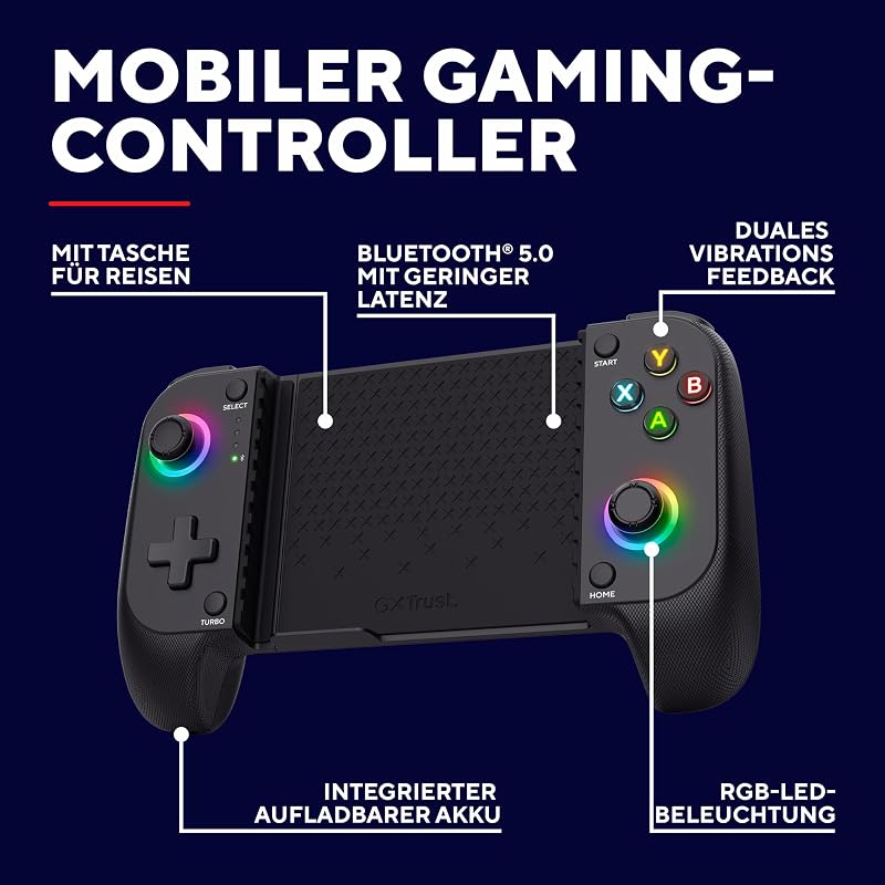 Mylox Bluetooth Handy Controller Handheld Mobile Gaming, Schwarz