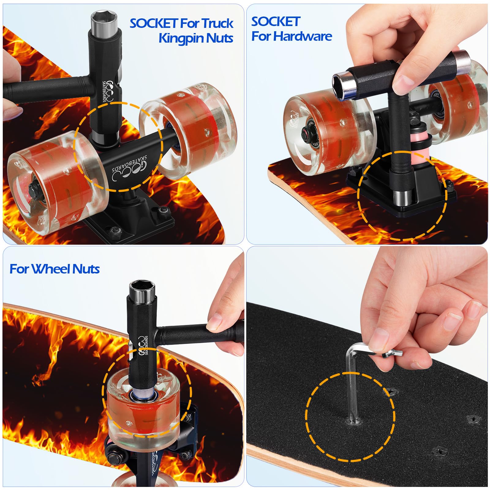 GIEEU Skateboards with Colorful Flashing Wheels for Beginners,Kids,Teens,Adults, Complete Standard Skate Boards 9 Layer Canadian Maple Deck Concave Skateboard