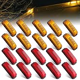 20 Pcs 4" Inch Thin Line Trailer Side Marker Lights 10Amber+10Red 3 LED | 4" Slim Line Led Trailer Clearance Marker Indicator Light Reflex Waterproof Sealed for Truck RV Lorry Van IP67