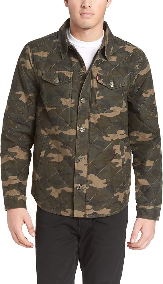 levi's men's cotton diamond quilted shirt jacket