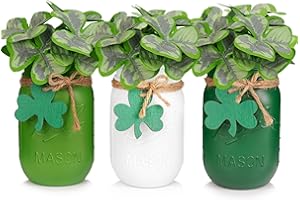 CNVOILA St Patricks Day Decorations, Farmhouse Spring Table Centerpieces Irish Decor for Home, Shamrock Mason Jars, Irish Decorations For Home, Saint Patricks Day Decorations Tiered Tray Party Decor