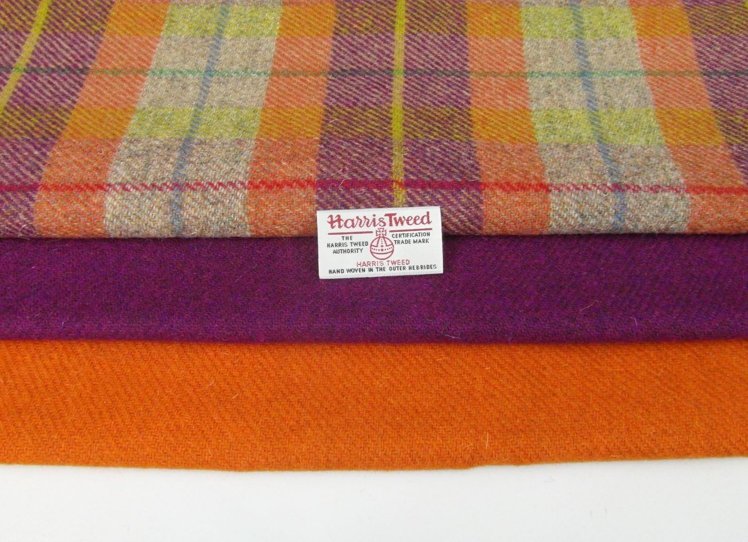 The Harris Tweed Collection 3 colours of fabric material at 75cm x 25cm each ref. oa127 With 1 label supplied See the whole range Of Harris Tweed at the fatfrog.uk.online Amazon shop