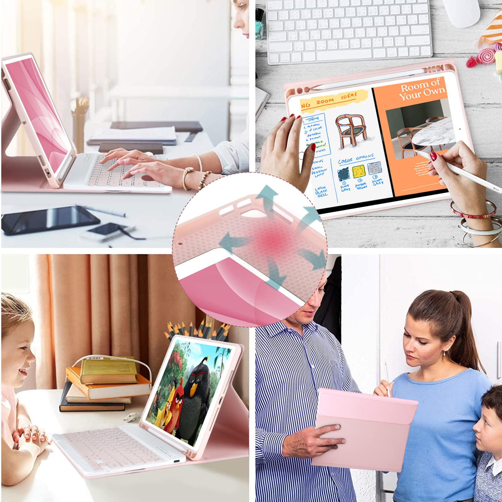 MMK iPad 9th Generation Case with Keyboard, for iPad 8th Generation Case with Keyboard (Wireless Detachable & Pencil Holder), iPad 10.2