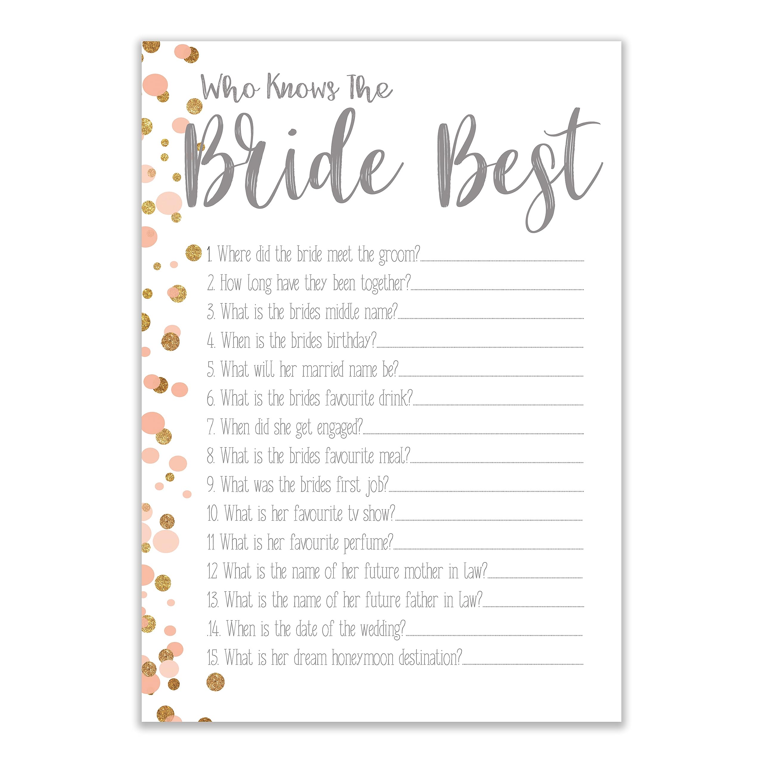 Who Knows The Bride Best Hen Party Games Polka Dot Design Hen Party Accessories (PWKBB)