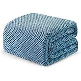 Exclusivo Mezcla Fleece Bed Blanket Queen Size, Super Soft and Warm Blankets for Couch, Sofa and Bed Waffle Textured, Cozy, Fuzzy and Lightweight (Slate Blue, 90x90 Inches)