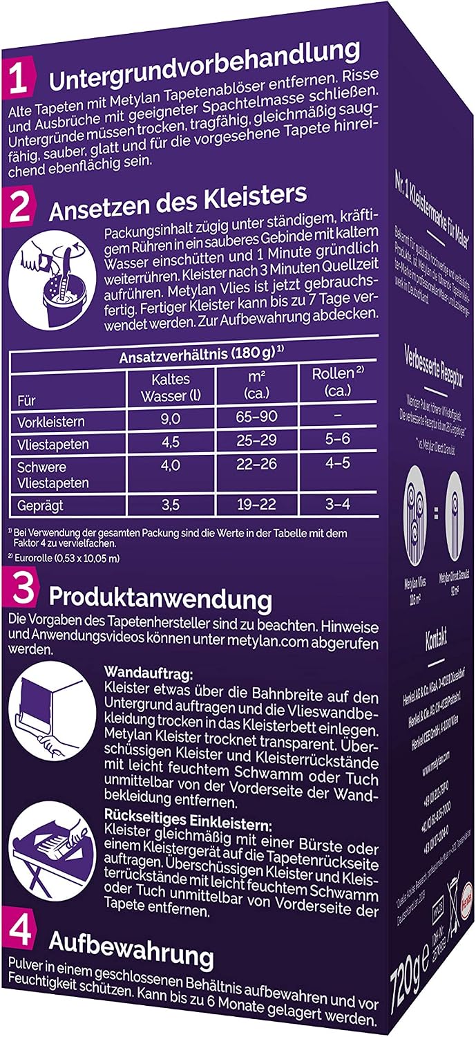 Metylan Non-woven wallpaper paste for non-woven wallpaper with smooth or textured back, easy to use wallpaper paste - Image 3