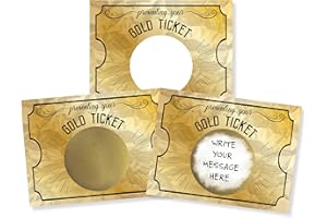 My Scratch Offs 20 Pack Gold Ticket DIY Make Your Own Golden Ticket Scratch Off Tickets Small Business Prizes Promotion Party Favor 3x4 Note Cards & Stickers