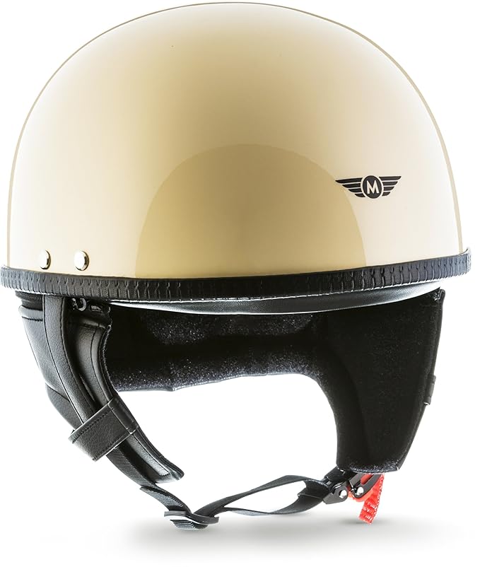 MOTO?Helmets D22 „Creme“ · Brain-Cap · Halbschale Jet-Helm Motorrad-Helm Roller-Helm Retro · Fiberglas Schnellverschluss Slim