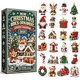 24-Day Mini Christmas Brick Ornament Advent Calendar | 24 Unique Designs, Buildable Bricks, Hanging Loops Included, Tree &amp; Garland Display, Holiday Countdown