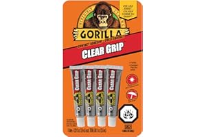 Gorilla Clear Grip Contact Adhesive Minis, Flexible, Fast-Setting, Permanent Bond, Waterproof, Indoor & Outdoor, Paintable, 4