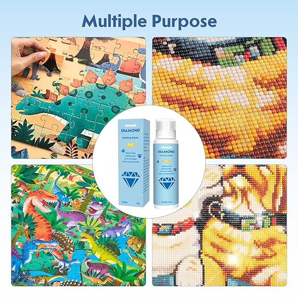 JAWECCI DIAMOND PAINTING SEALER, DIY DIAMOND PAINTING ART SEALER 120ML WITH SPONGE HEAD, 5D DIAMOND PAINTING ACCESSORIES PERMANENT HOLD SHINE EFFECT SEALER FOR DIAMOND PAINTING & PUZZLE GLUE