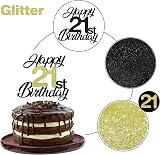 Sumerk Black Gold Glitter 21st Birthday Cake Topper Decorations for Boys Girls view 3