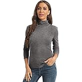 Women's Casual Long Sleeve Turtleneck Tops Slim Fitted Lightweight Base Layer Shirts