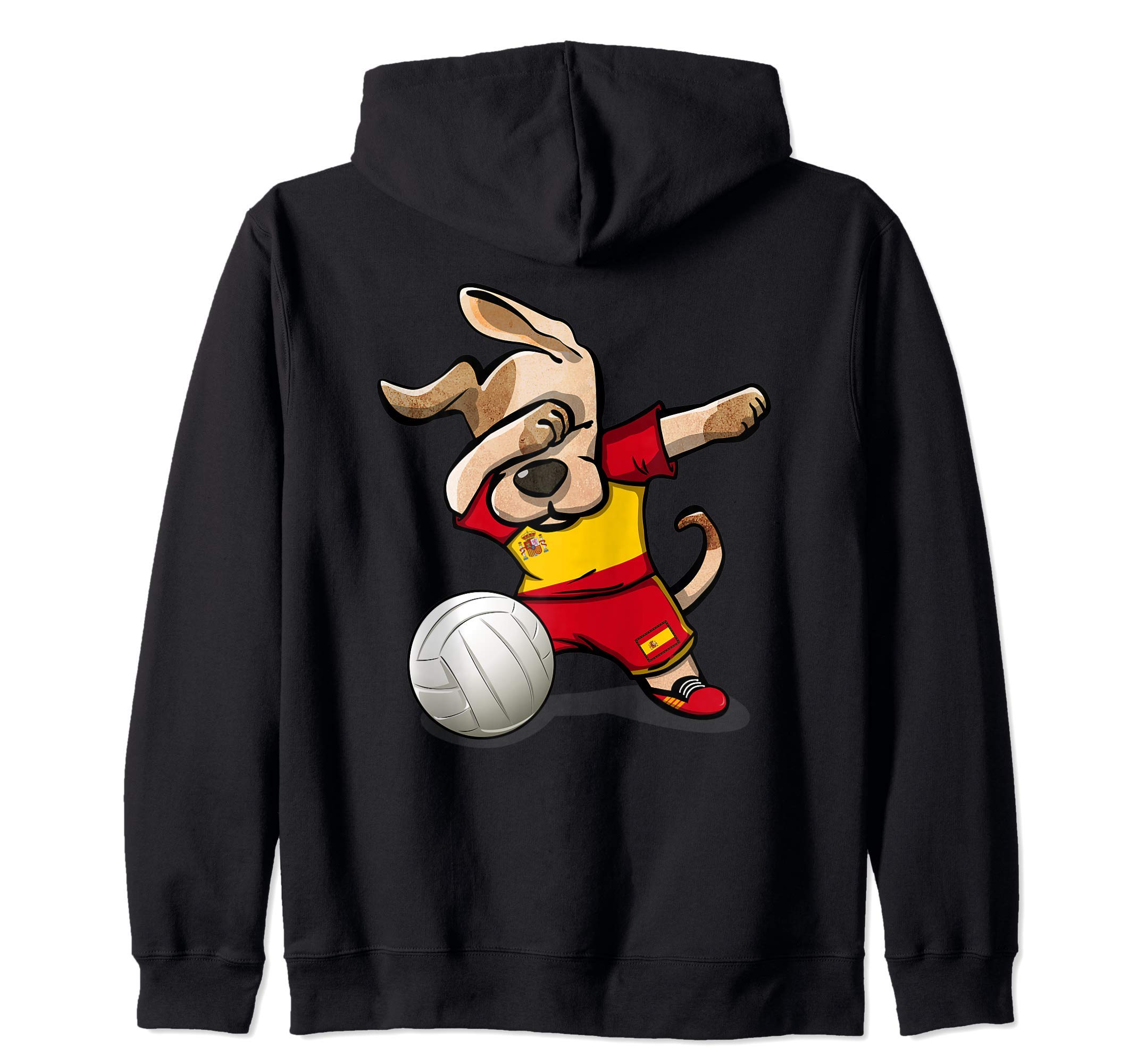 Funny Dabbing Dog Proud Spain Volleyball Lovers Spanish Flag Zip Hoodie