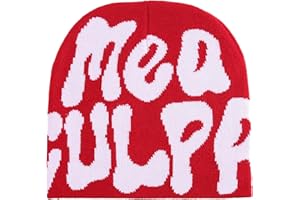 Cleveinuan TaowaveWomen Beanie Y2k Hat,MEA Culpa Graphic Beanies Designs,Winter Hat Knit Skull Cap