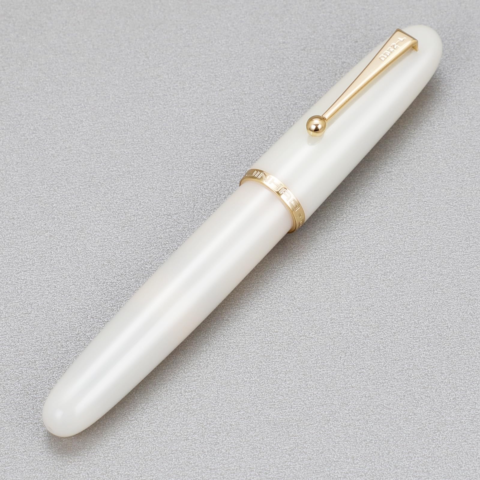 Jinhao 9019 Fountain Pen, Dadao Series #8 Heartbeat Fine Nib, Ivory White Acrylic Barrel with Golden Clip Big Size Writing Pen