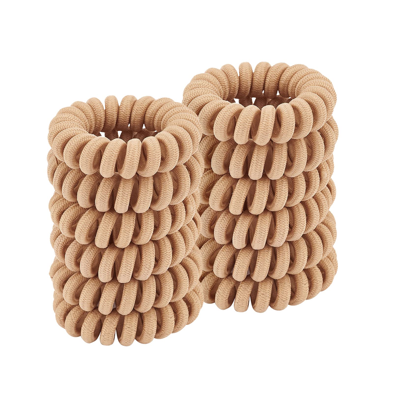 ZOUIQSS Spiral Hair Ties,Ponytail Holder Phone Cord Hair Coil Bands for Women Girls,Traceless,Strong Hold,Suitable for All Hair Types(Cloth Beige,12 Pcs)
