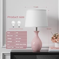 PARTPHONER Table Lamp Set of 2, Modern Ceramic