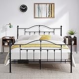 Amazon Com Vecelo Metal Platform Bed Frame Mattress Foundation With Headboard Footboard Firm Support Easy Set Up Structure Queen Black Home Kitchen