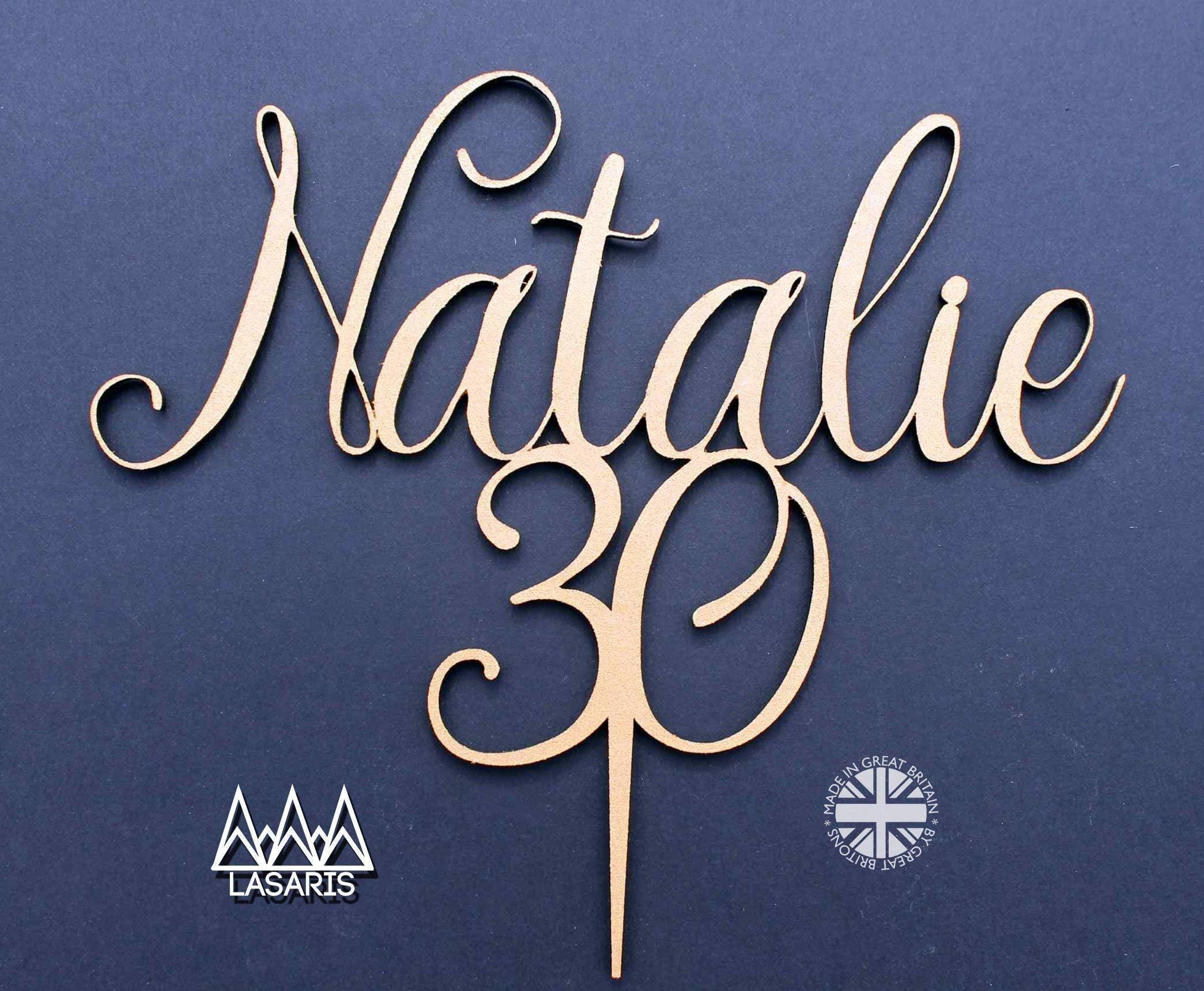 Cake Topper Birthday Custom Name and Age Solid Wood Luxury Premium Topper Keepsake
