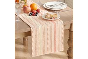 Artoid Mode Pink Farmhouse Woven Table Runner, Seasonal Holiday Rustic Kitchen Dining Table Decoration for Home Party Decor 1