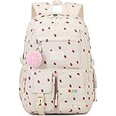 Lmwzh school backpack Big Student Laptop Suitable for Women aged Middle High School Teen Girls Bookbag (1strawberry)