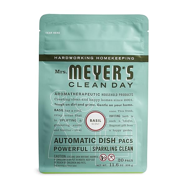 MRS. MEYER’S CLEAN DAY AUTOMATIC DISH PILLOW BASIL DETERGENT PODS, 12.7 OZ. 20 COUNT