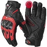 KEMIMOTO Sheepskin Leather Motorcycle Gloves for Men, Protective Motorcycle Gloves for Motocross Motorbike Dirt Bike Bicycle Racing ATV UTV