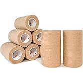 [8 Pack 4" x 5 Yards] Beige-Self Adhesive Cohesive Bandage Wrap, Self Adherant Non-Woven Wrap Rolls, Atheletic Tape for Wrist, Ankle, Hand, Leg, Premium-Grade Medical Stretch Wrap