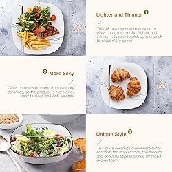 Square Dinnerware Set, MEKY Glassware 18-Piece