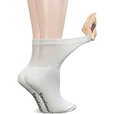 Yomandamor Women's 6 Pairs Diabetic Ankle Socks with Non-Binding Top And Cushion Sole,L Size(Socks Size:9-11)