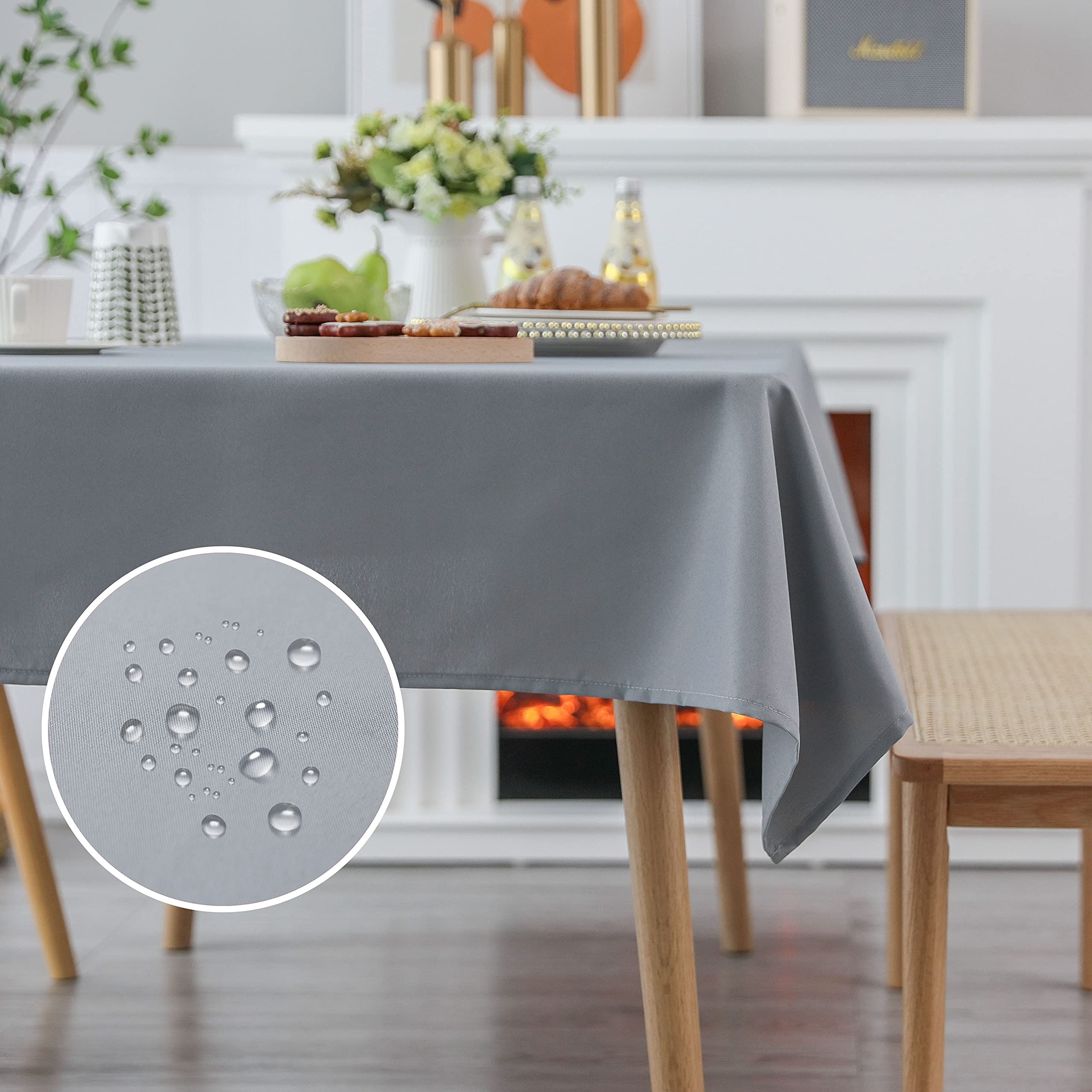 Demetex Rectangle Table Cloth 152 x 305 cm for Large Tables Soft Fabric Tablecloth Crease Resistant Table Cover Dining Party Gathering, 60x120 inch, Light Grey