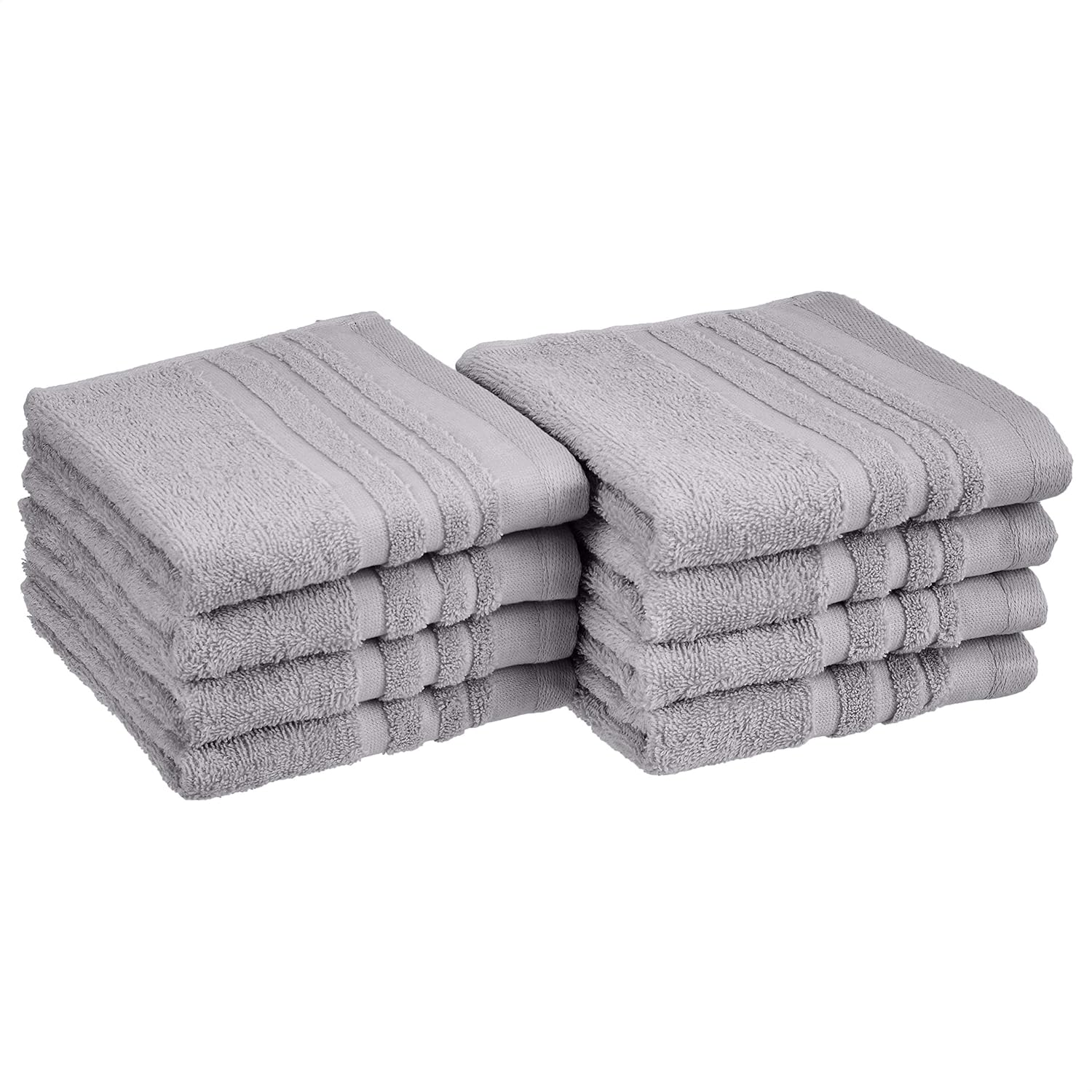 Basics Cosmetic Friendly Hand Towel - 8-Pack, Silver Sheen: Home & Kitchen