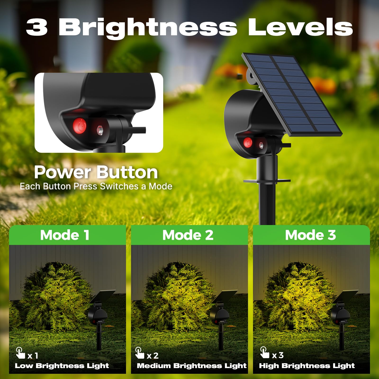 nipify Solarlampen für Außen Garten, 4 Stück 53 LED Solar Strahler Gartenleuchten IP65 Wasserdicht, 3 Helligkeit Warmweiß Solarleuchten Aussenleuchte Wegeleuchte für Draußen Wege Wand Outdoor 2