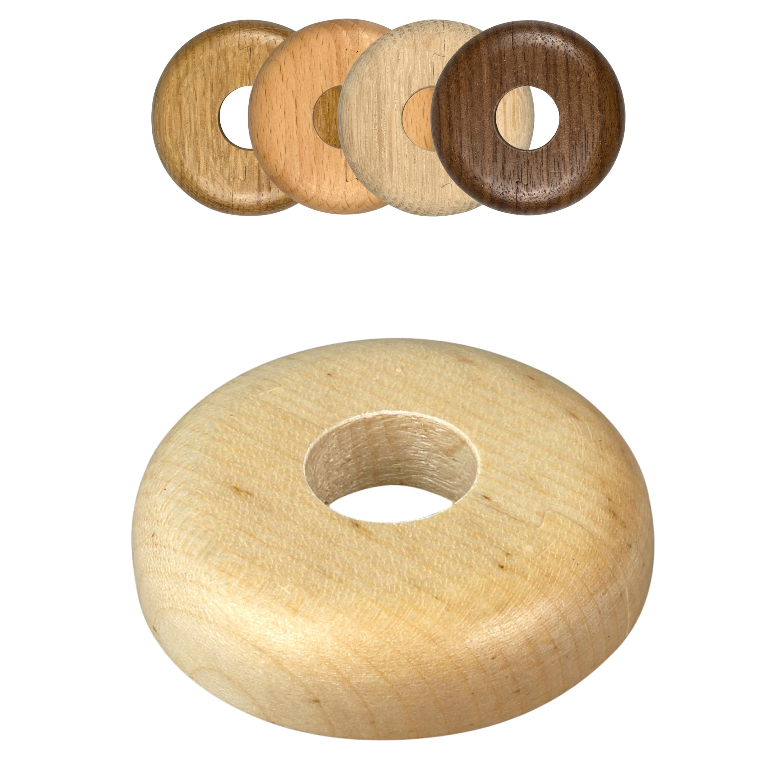 FUX 2 Radiator Pipe Covers Single Collars 19mm Maple Wood - Heater Covers - Floor Rings