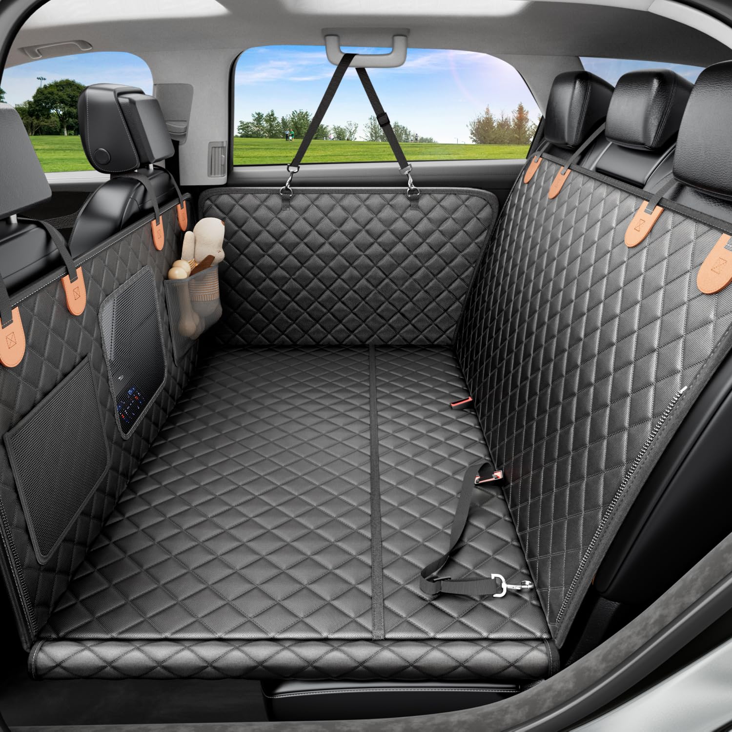 REEVAA Dog Car Seat Cover for Back Seat, Hard Bottom Dog Hammock, Pet ...