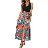 Newshows Women's 2026 Lightweight Summer Wedding Guest Beach Vacation Casual V Neck Split Flowy Maxi Dress
