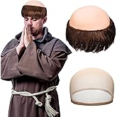 Zeyune Funny Monk Wig for Men Bald Funny Wig Brown for Adult Cosplay Costume Short Character Party Outfit Accessories