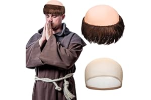 Zeyune Funny Monk Wig for Men Bald Funny Wig Brown for Adult Cosplay Costume Short Character Party Outfit Accessories