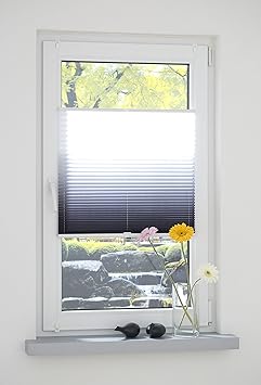 Liedeco® Klemmfix Plissee Farbverlauf verspannt inkl. Klemmträger/Breite x Höhe: 90x130 cm/Farbe: Grau/Plissee farbig/lichtdu