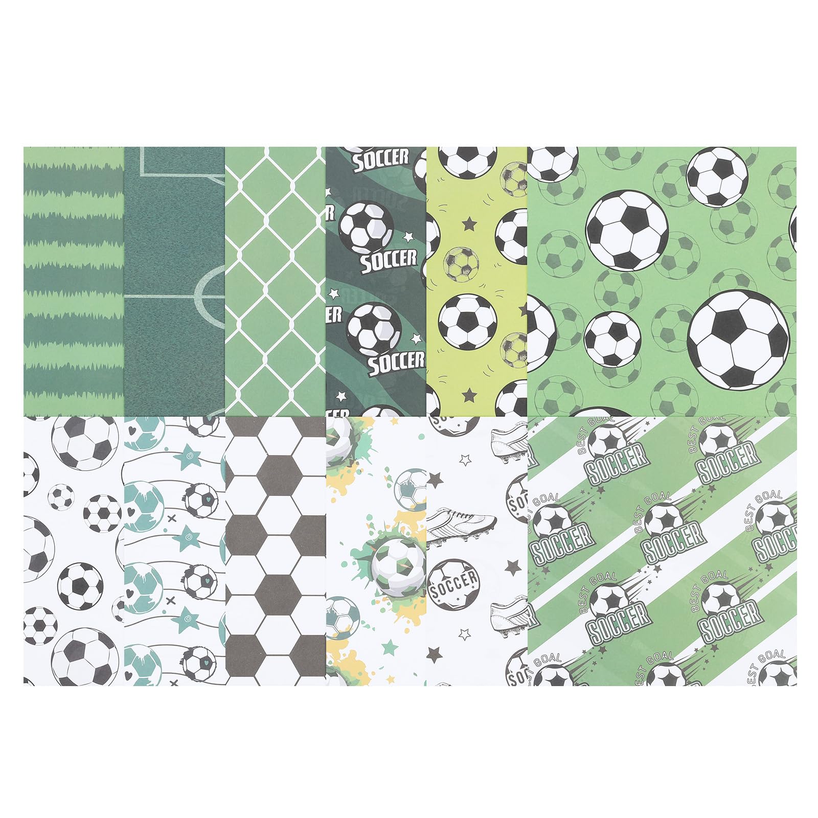 PATIKIL 12x12 Scrapbook Specialty Paper, 24 Sheet Double-Sided Sporty Decorative Craft Paper Creative Sheet for Photo Decor Journal DIY Card,White and Green Mix
