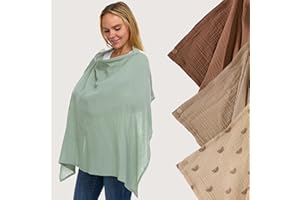 BABYLICIOUS Muslin Nursing Cover Up for Breastfeeding - Breast Feeding Covers for Women| Breathable 100% Muslin Cotton Breastfeeding Cover with Arch-line and Adjustable Straps| Breastfeeding Essentials (Sage)