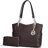 MKF Shoulder Bag for Women & Wallet Purse Set: PU Leather Tote Handbag – Top-Handle Stylish Satchel Pocketbook