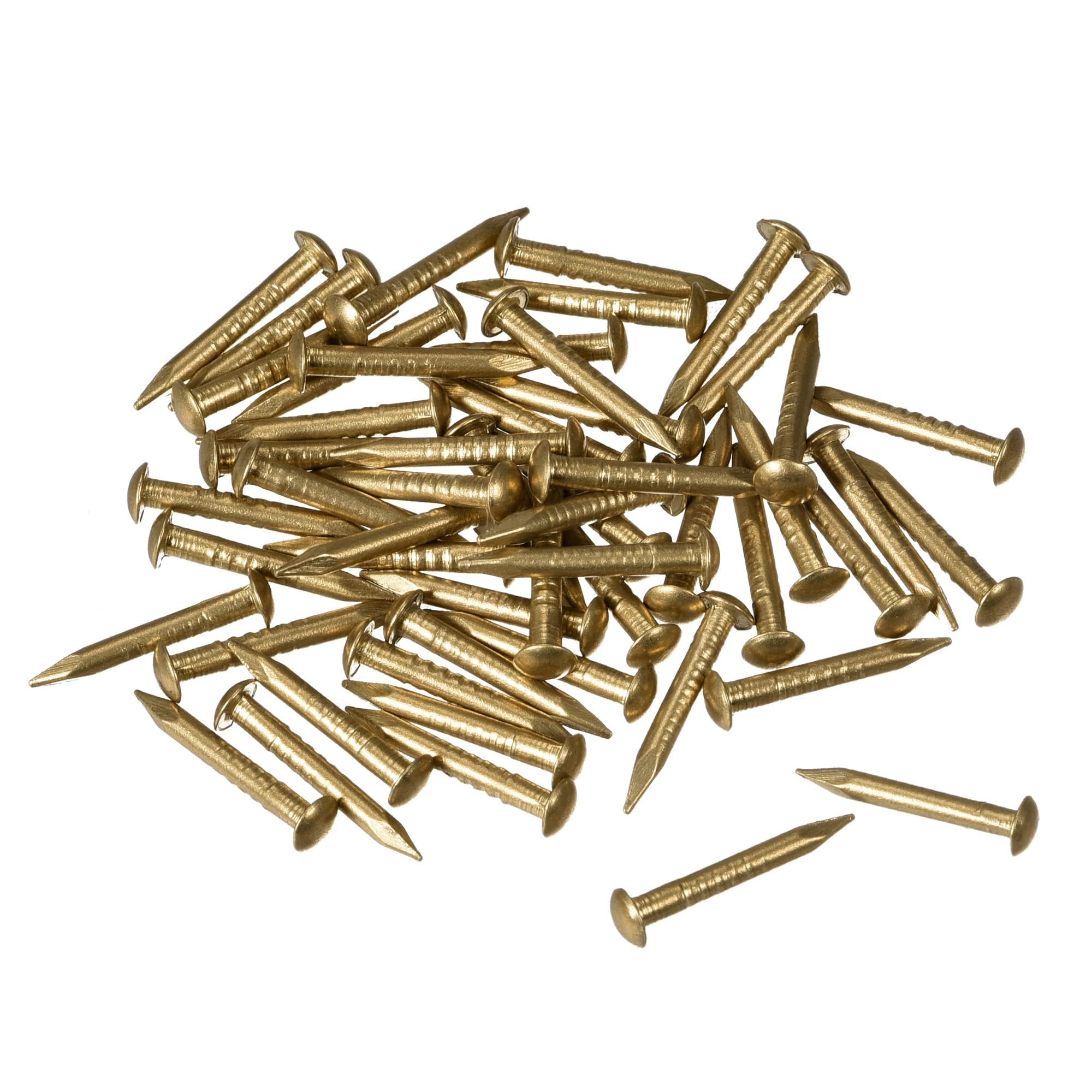 TOP-VIGOR 50Pcs Hardware Nails, 1.5mmx12mm Brass Nails and Pins Assortment, Wall Pins Tacks Nails for Woodworking, Panel Pins for Hanging Picture, Frame, Mirror, Furniture, Construction