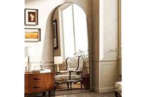 HARRITPURE 64"x21" Arched Full Length Mirror Free Standing Leaning Mirror Hanging Mounted Mirror Aluminum Frame Modern Simple