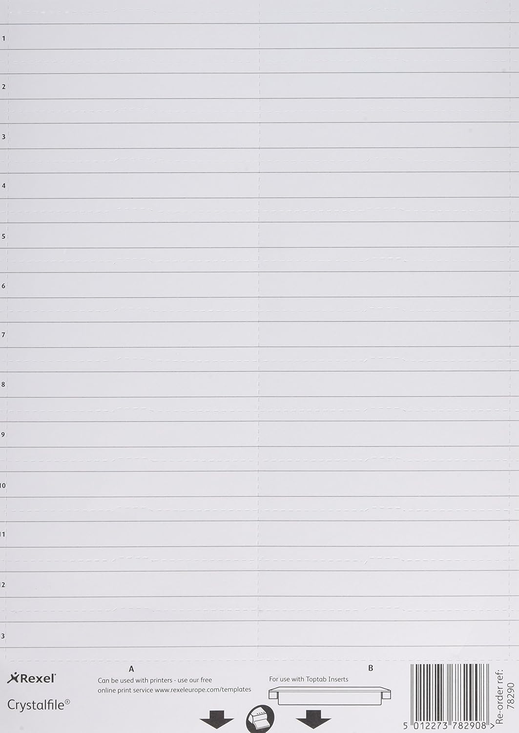 Rexel 78290 Crystalfile Classic Top Tab Inserts Paper, Pack of 50