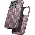 GESIHOPY Aramid Fiber Case for iPhone 16 Pro, Compatible with Magnet, Slim & Light, Case-Less Touch Feeling, Checkerboard