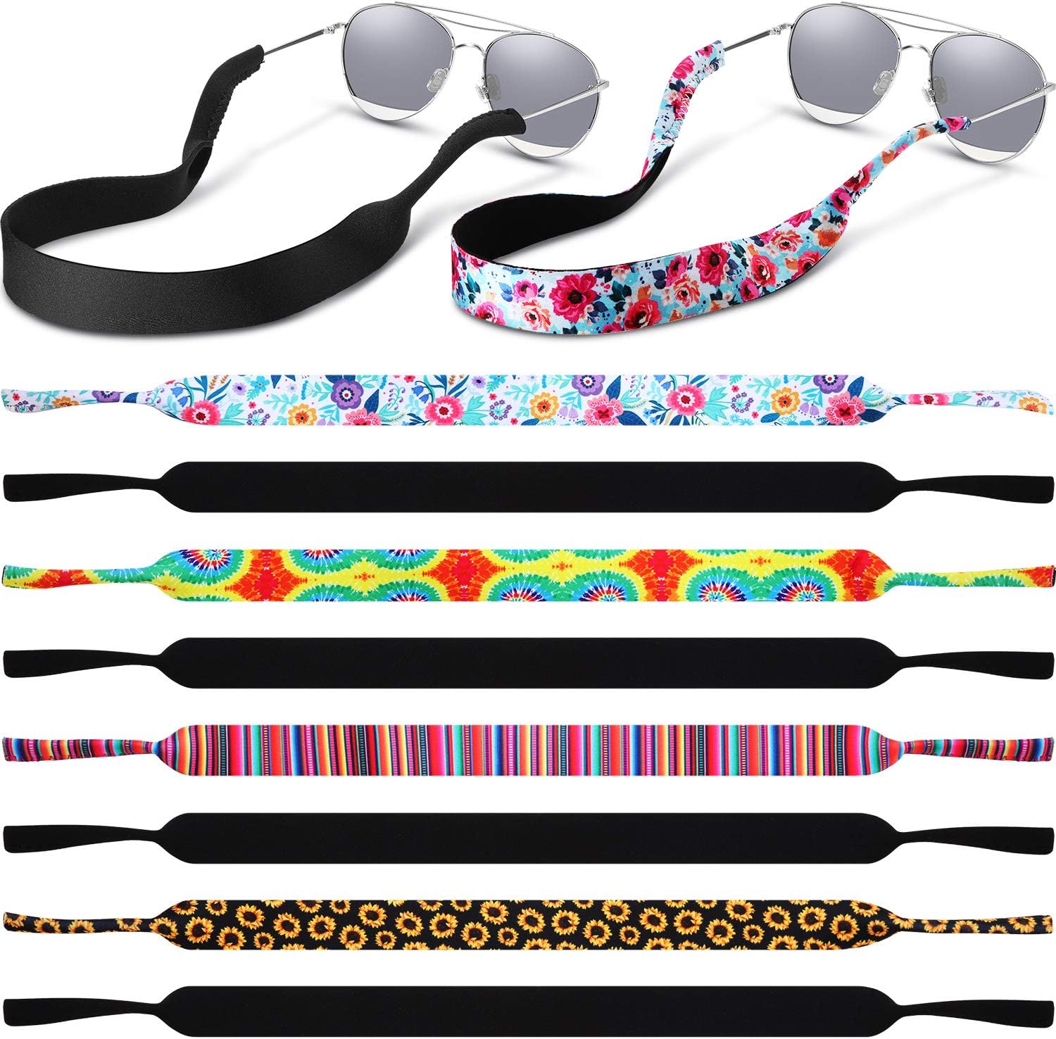 10 Pieces Neoprene Sunglasses Straps Band Floating Eyewear Retainer