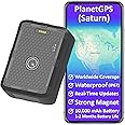 PlanetGPS (Saturn) - Waterproof Magnetic GPS Tracker for Car w/Worldwide Coverage GPS Tracker for Vehicles Trucks (1 to 2 Mon